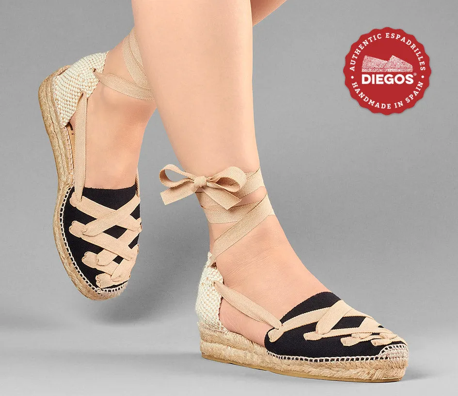 Black Lola low wedge Pamplona espadrilles