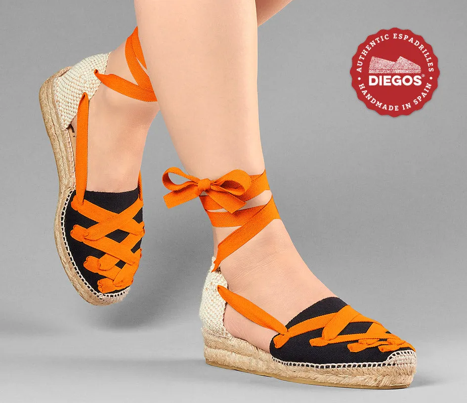 Black Lola low wedge Pamplona espadrilles