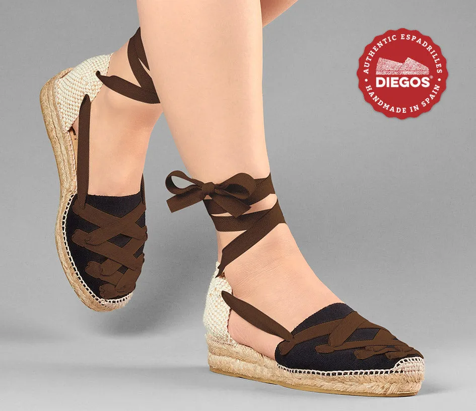 Black Lola low wedge Pamplona espadrilles