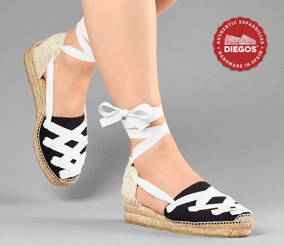 Black Lola low wedge Pamplona espadrilles