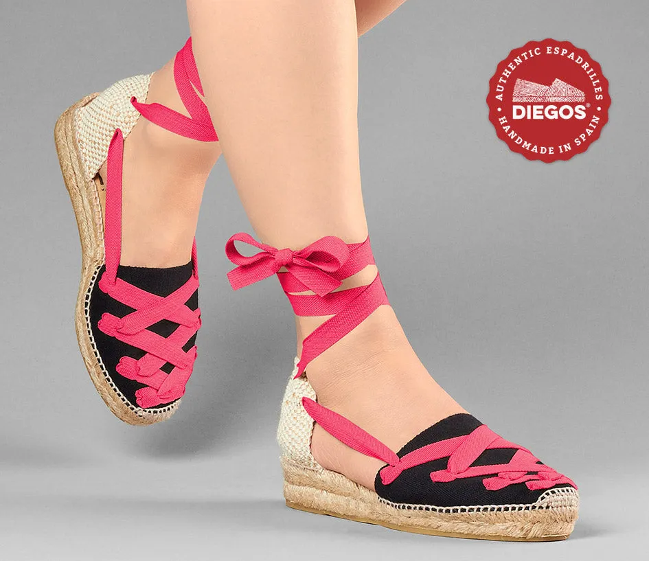 Black Lola low wedge Pamplona espadrilles