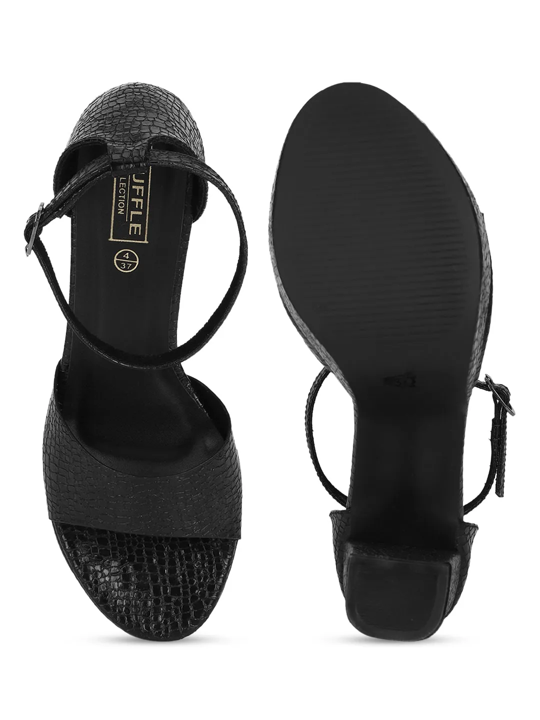 Black PU Croc Pattern Platform Sandals (TC-SLC-V103-BLK)