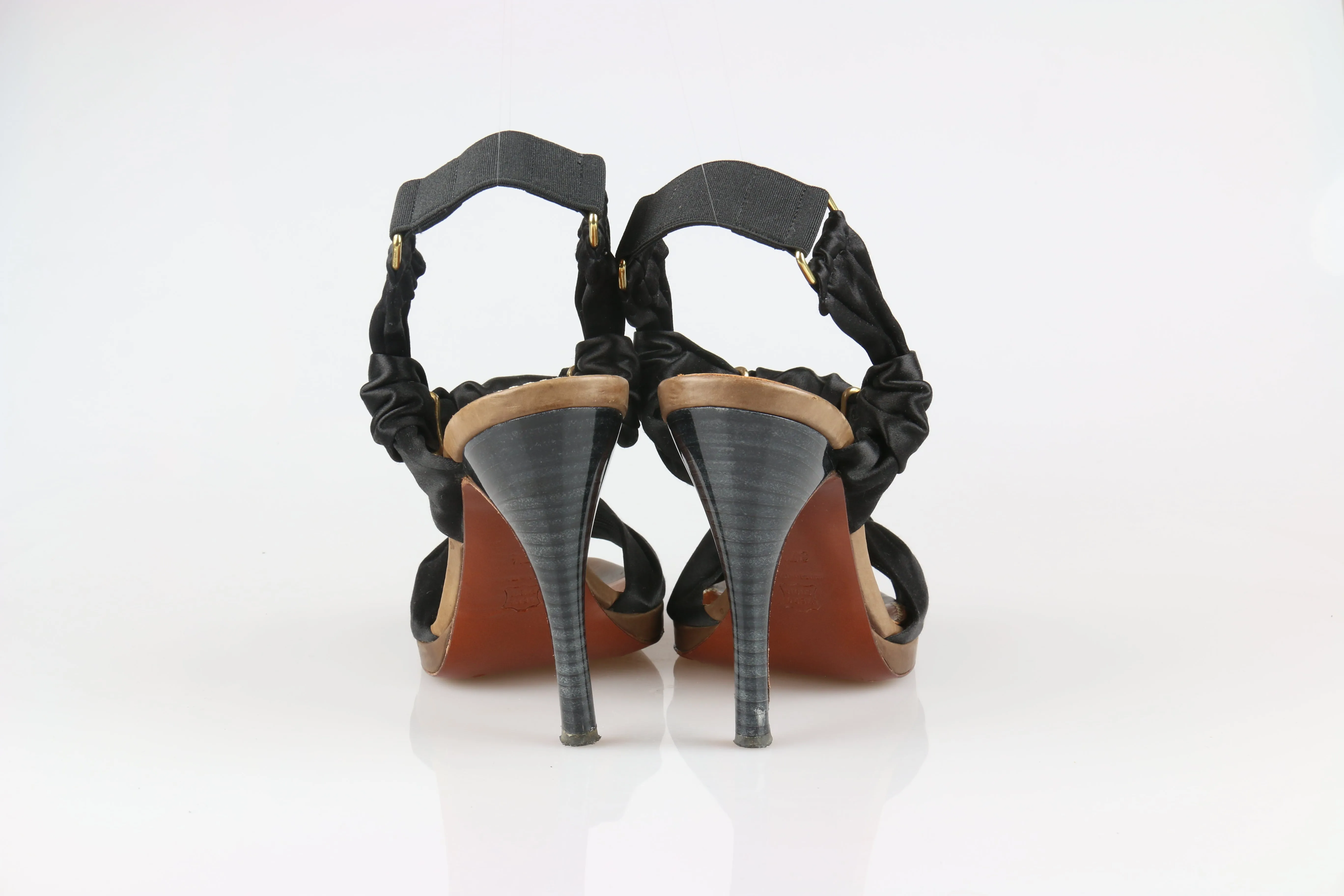 Black satin sandals