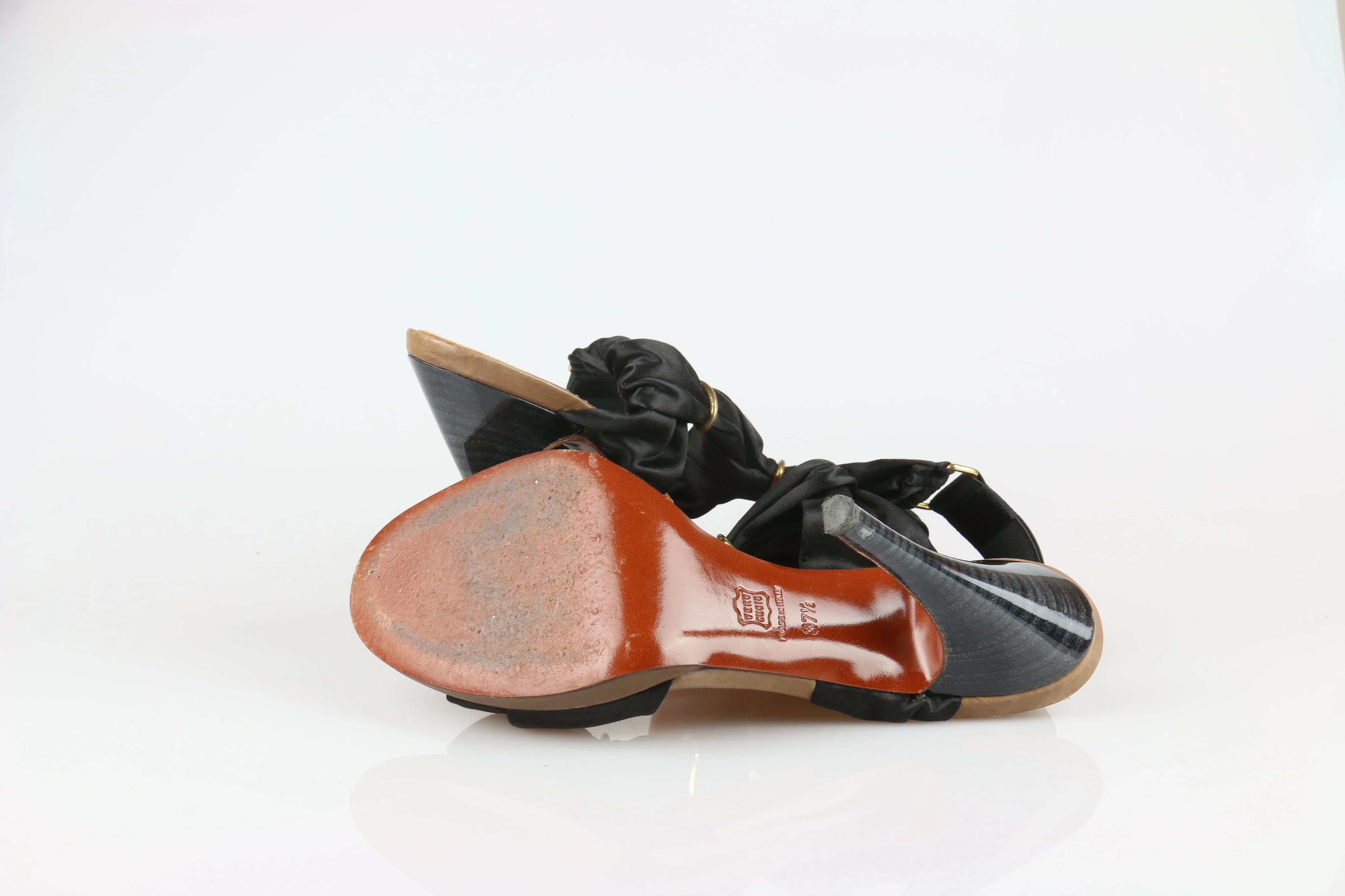 Black satin sandals