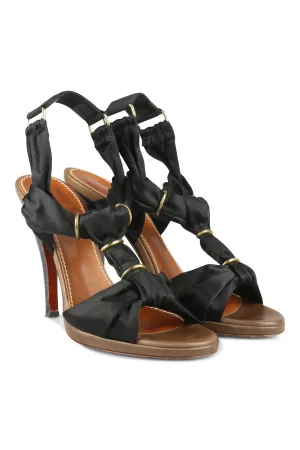 Black satin sandals