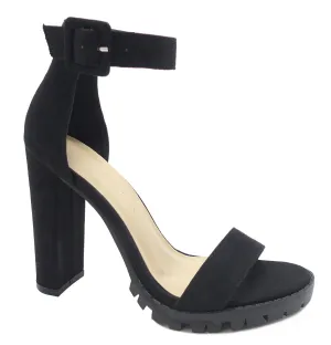 Black Suede Platform Strappy Heels