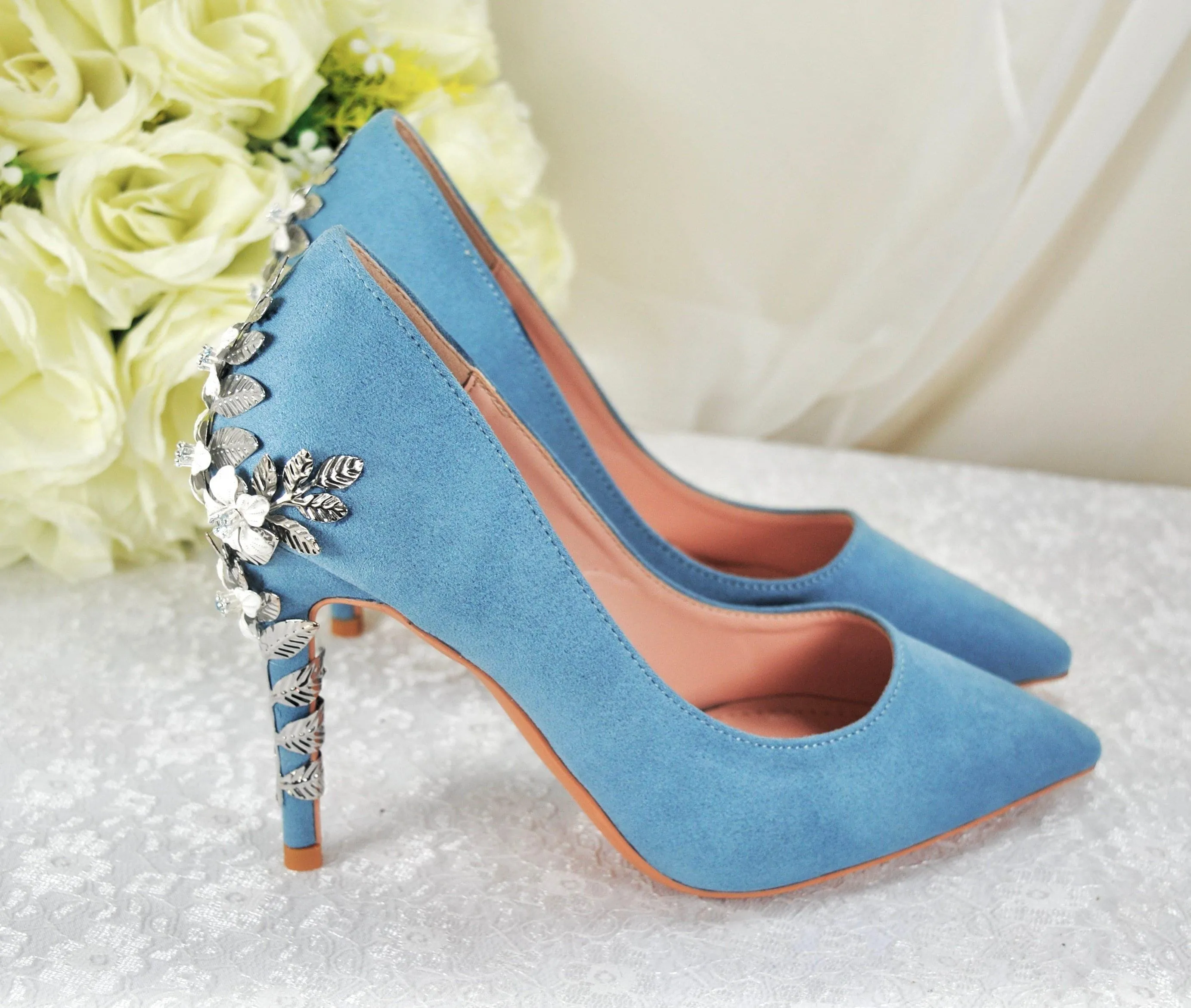 Blue Suede Wedding Shoes Size UK7/US9.5