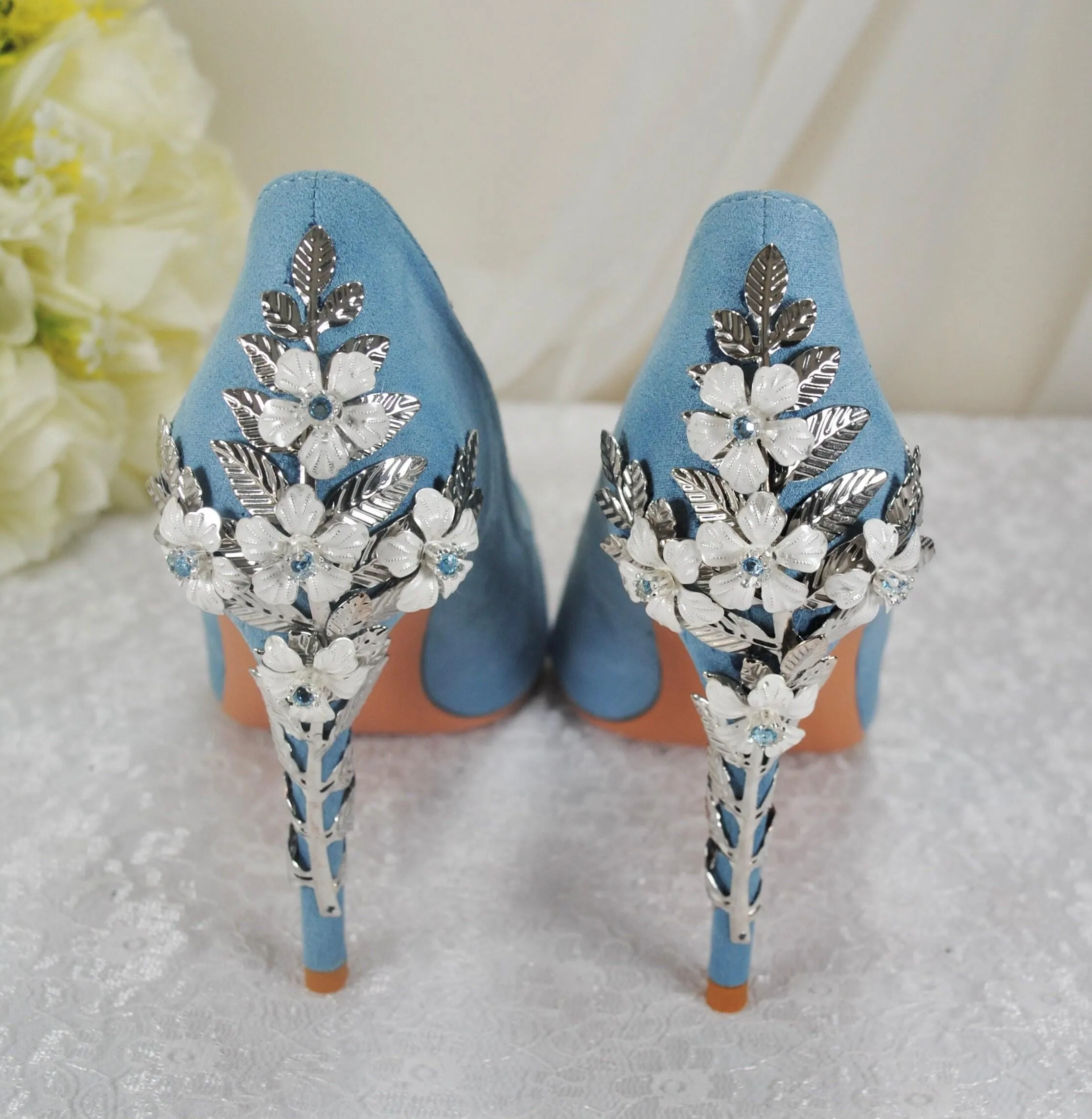 Blue Suede Wedding Shoes Size UK7/US9.5
