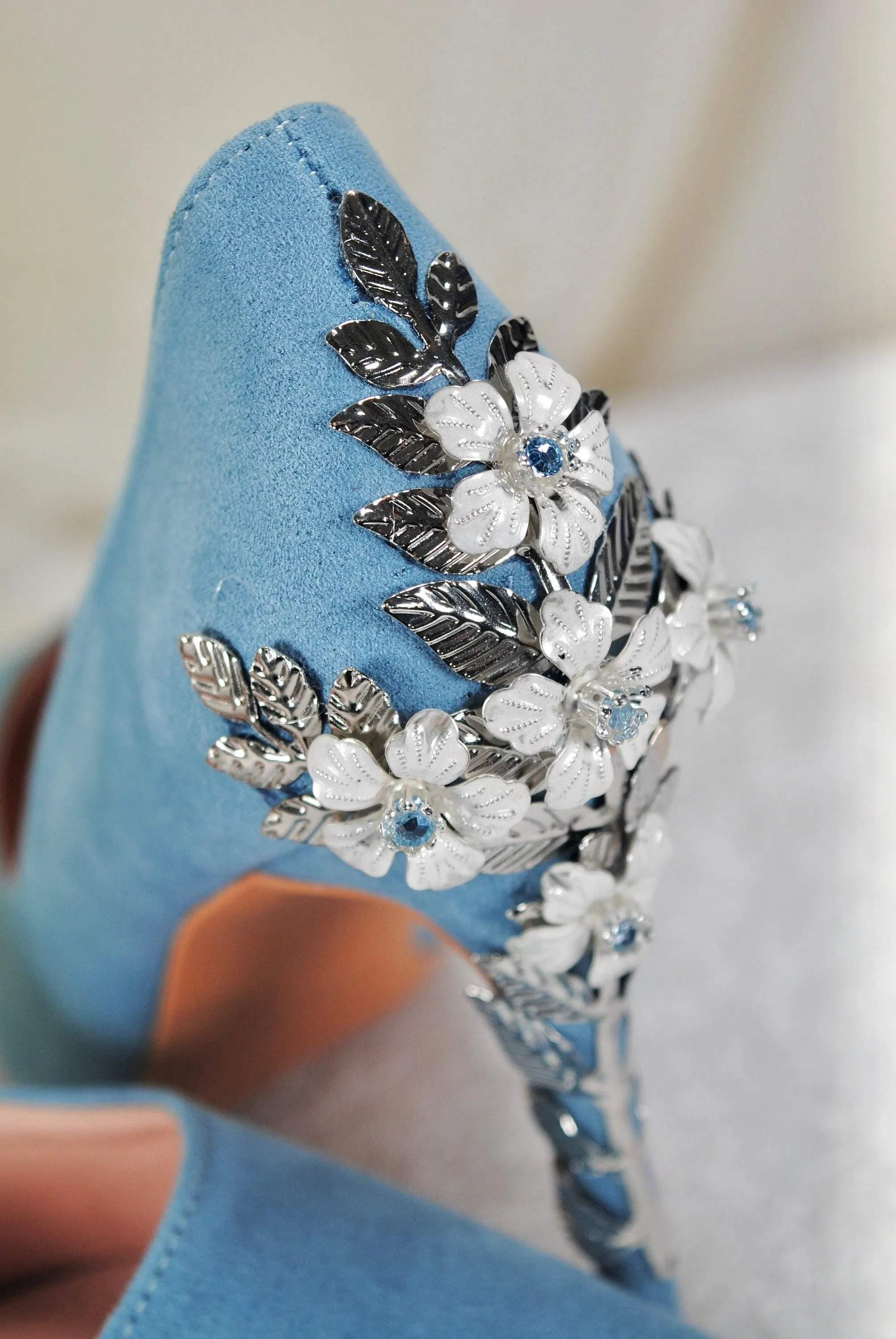 Blue Suede Wedding Shoes Size UK7/US9.5