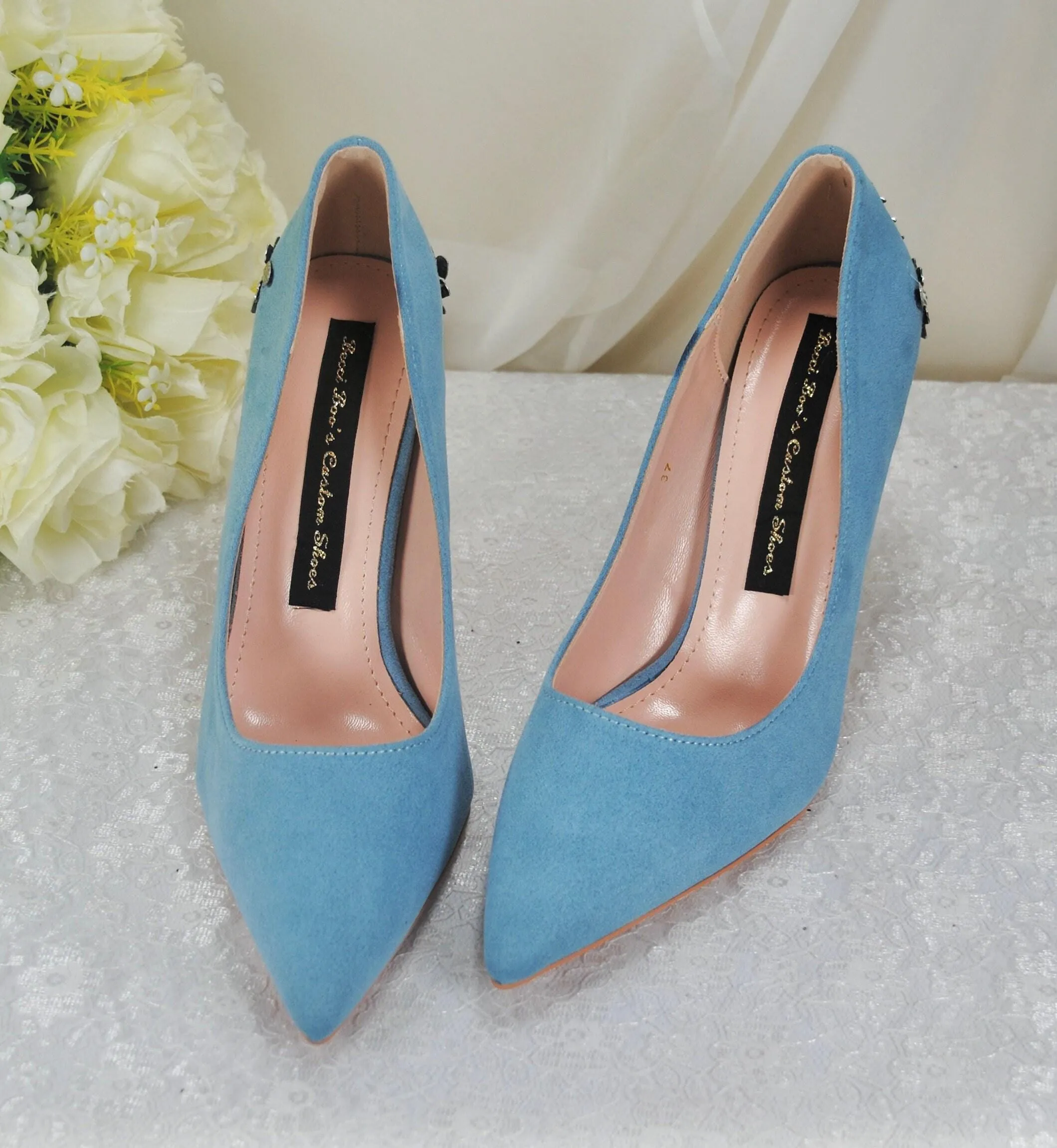 Blue Suede Wedding Shoes Size UK7/US9.5
