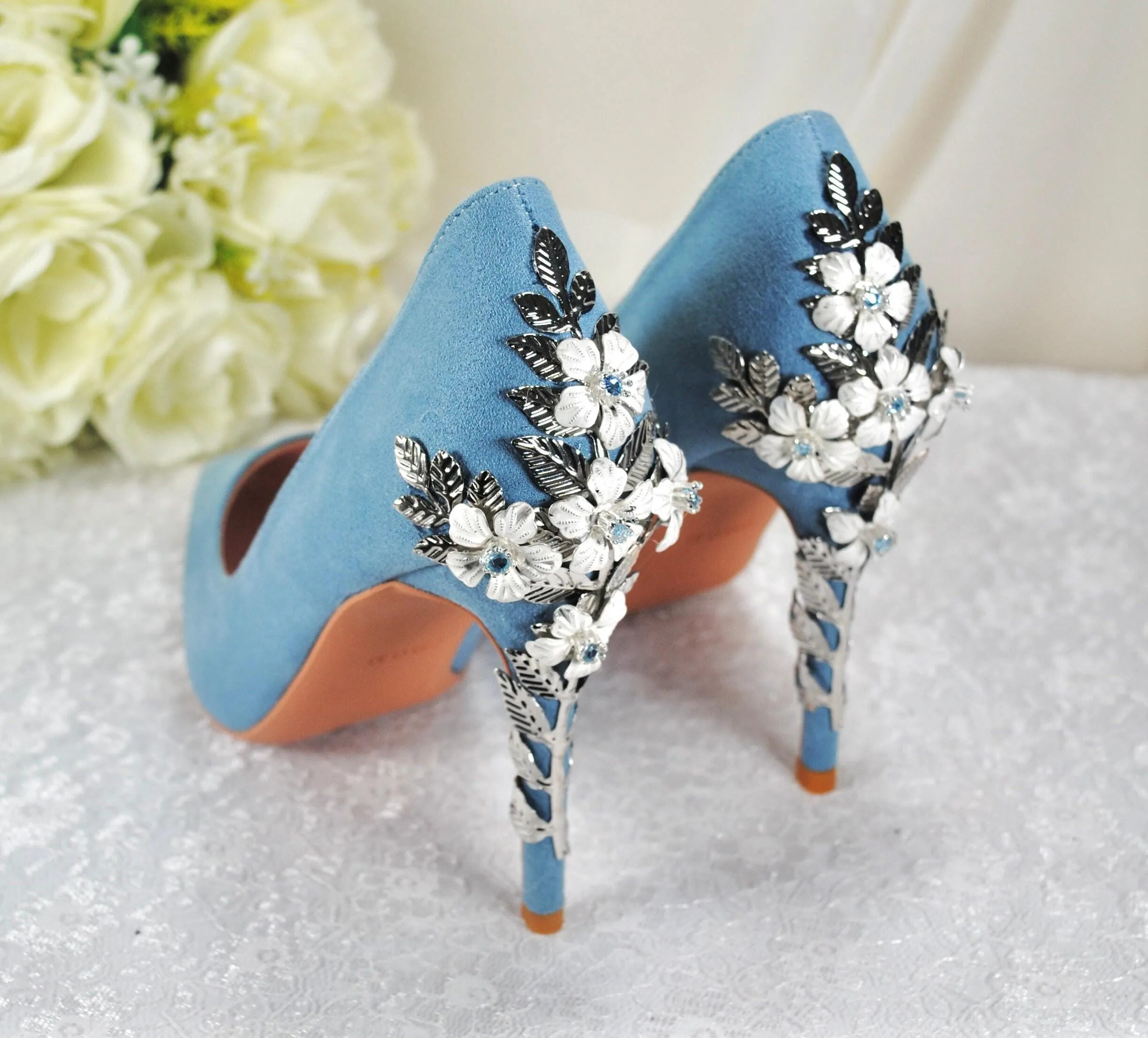 Blue Suede Wedding Shoes Size UK7/US9.5