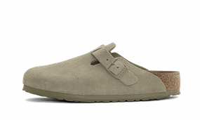 Boston Suede Leather Faded Khaki Premium Comfort Slides Classic Lifestyle Sandals