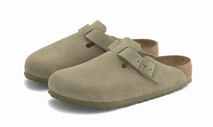 Daily Wear Sandals Minimal Comfort Sandals Boston Suede Leather Faded Khaki