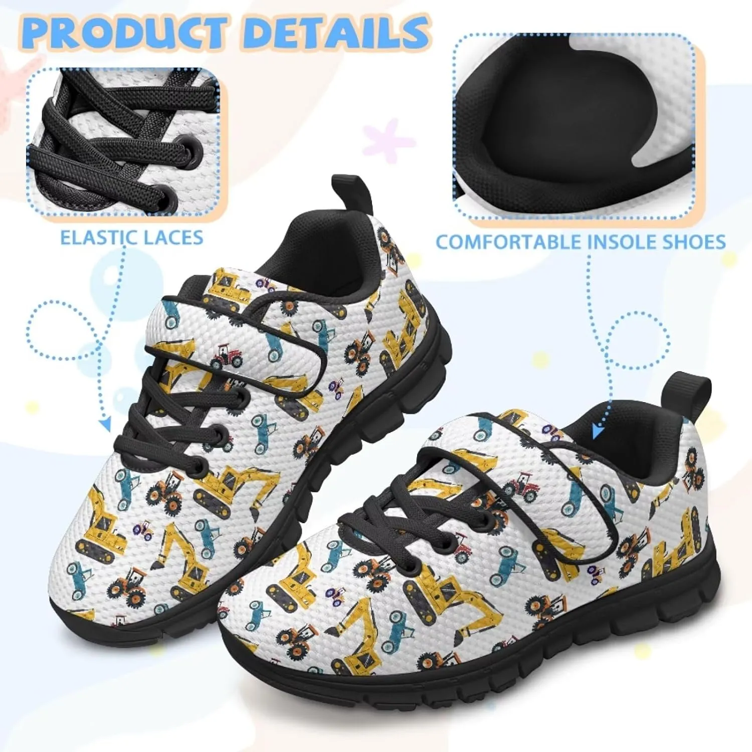 Boys Animal Sneakers Lightweight Single Buckle Sports Shoes Breathable Mesh Shoes for Running Tennis Walking