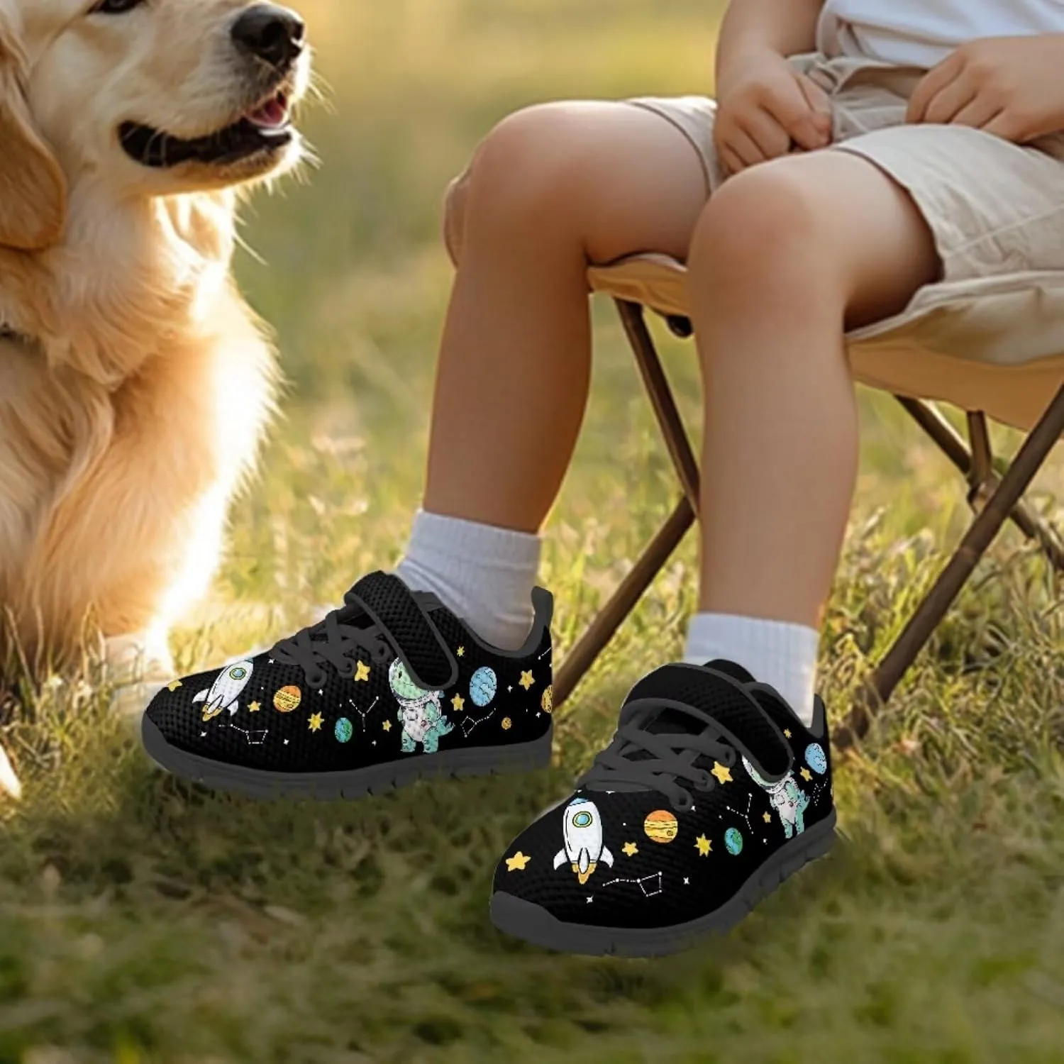 Boys Animal Sneakers Lightweight Single Buckle Sports Shoes Breathable Mesh Shoes for Running Tennis Walking