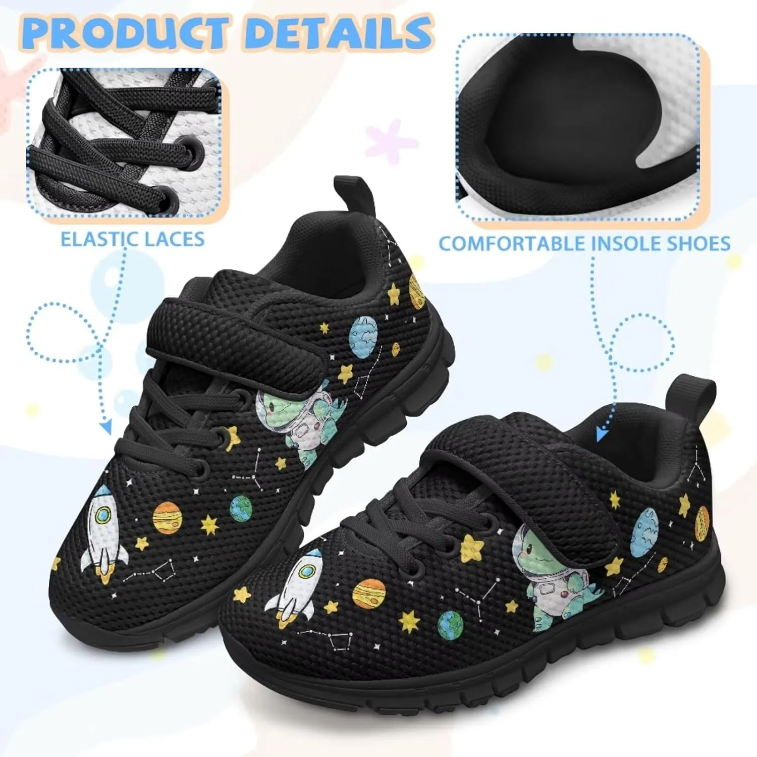 Boys Animal Sneakers Lightweight Single Buckle Sports Shoes Breathable Mesh Shoes for Running Tennis Walking