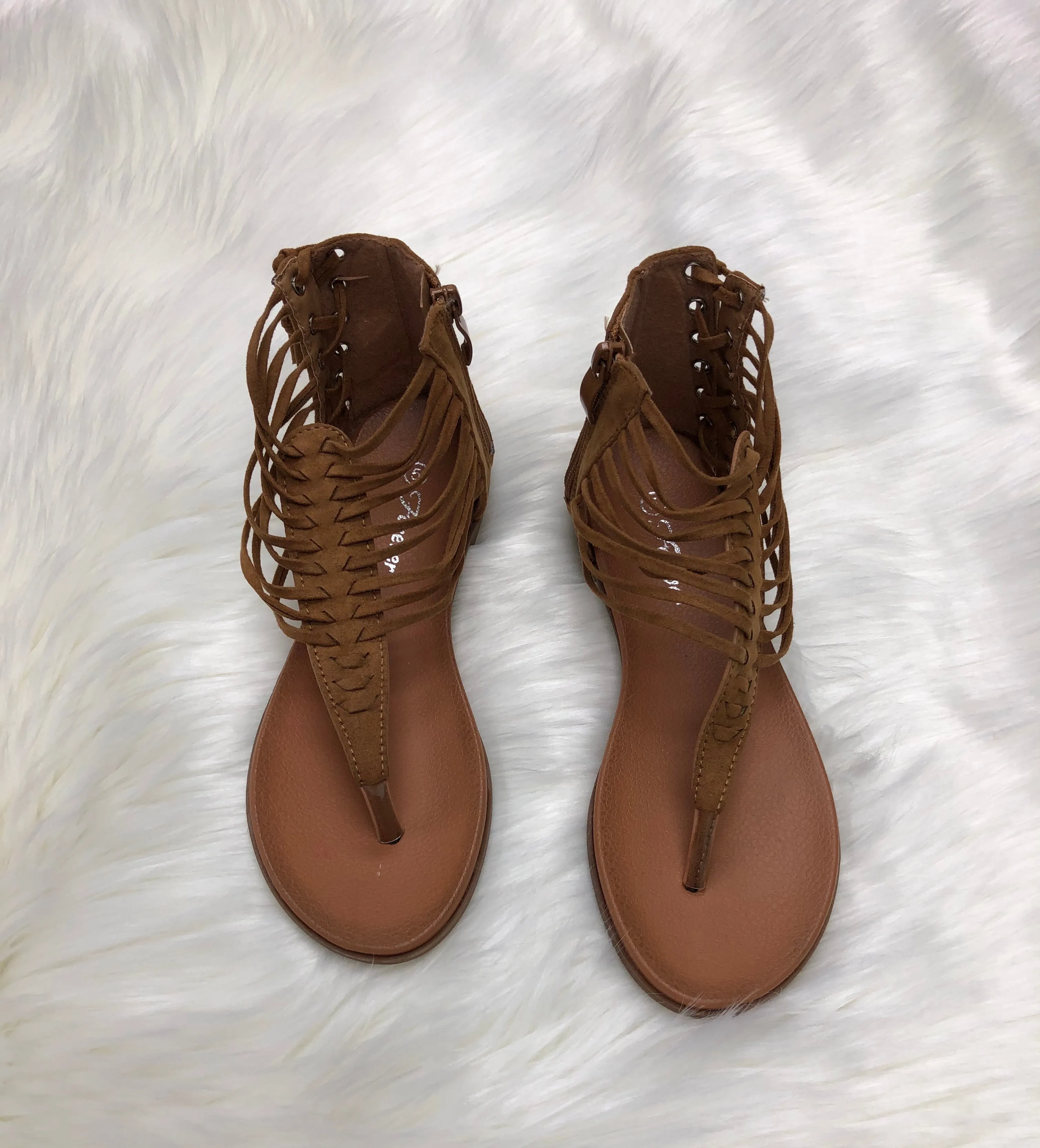 Braided ankle sandals