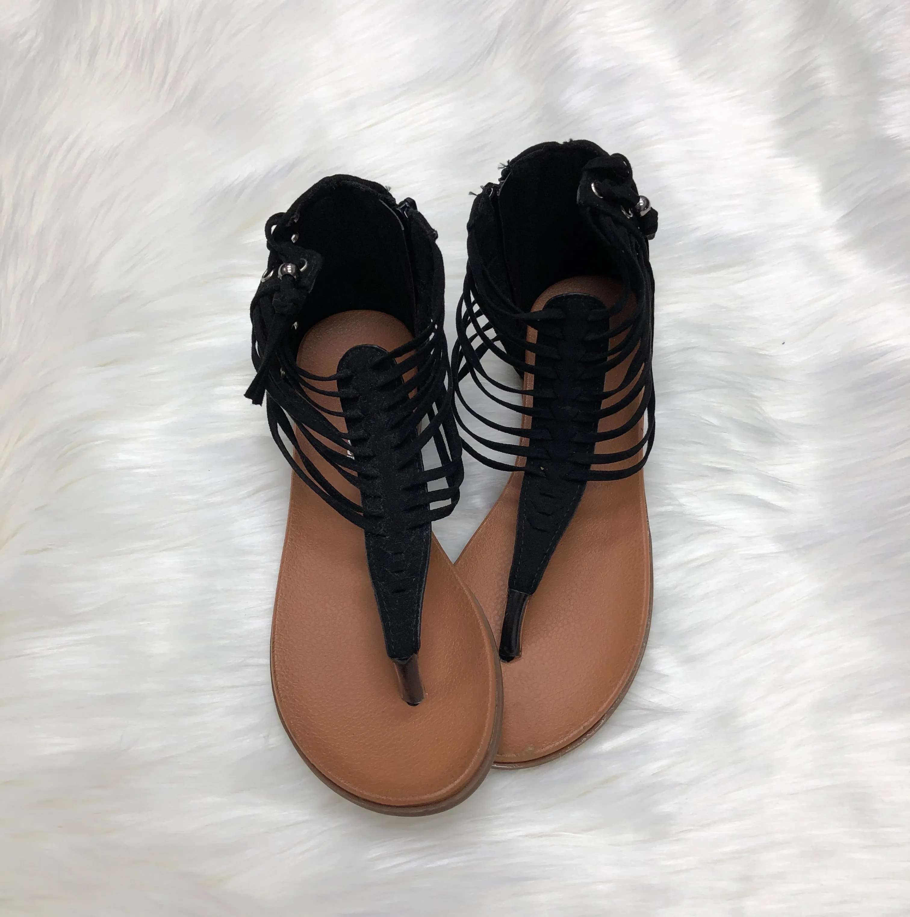 Braided ankle sandals