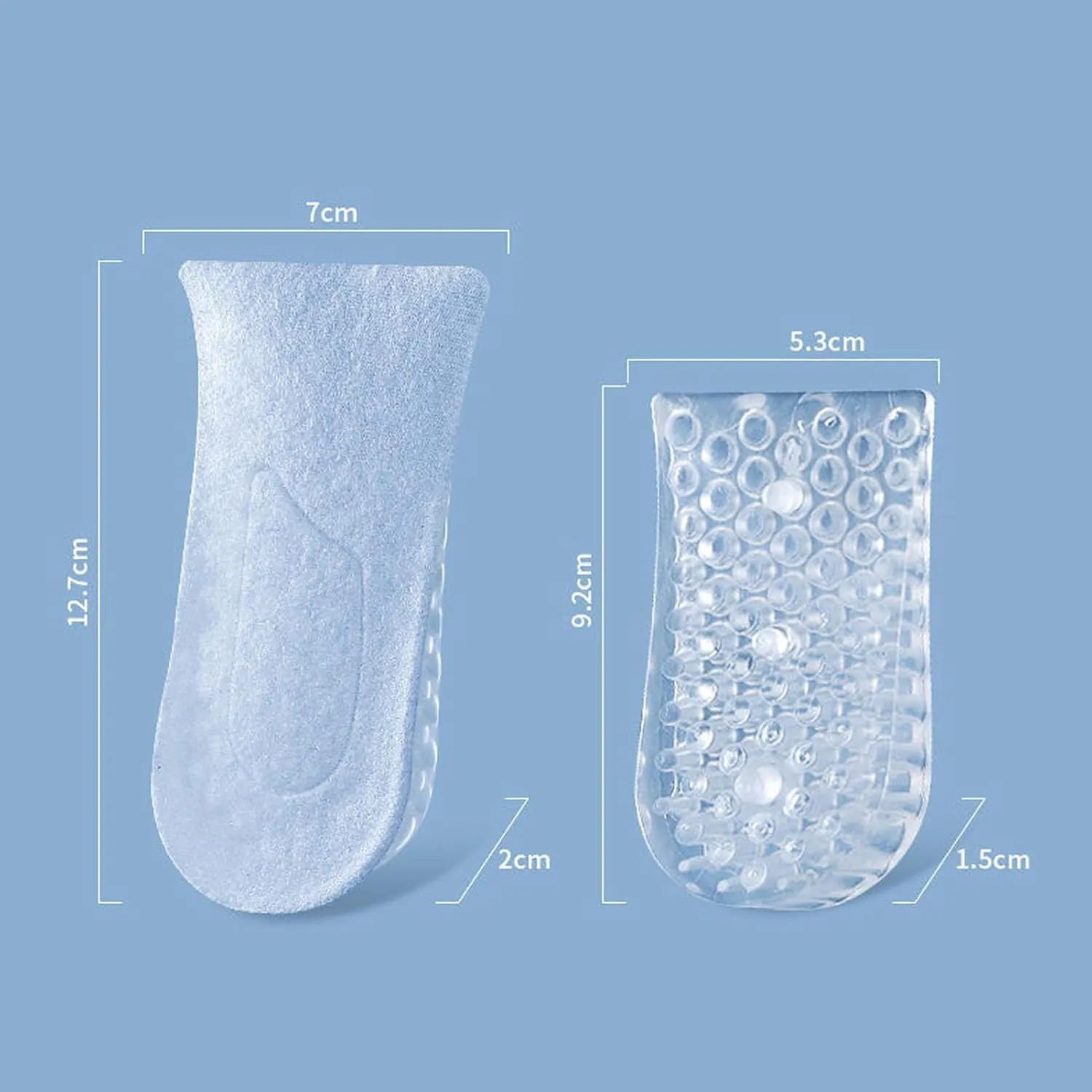 [Brand] 2 Pairs 5cm Height Increase Insoles  2-Layer Elastic Shock Absorbing Heel Lift, Air Cushion Taller Shoes Insoles for Sports & Casual Shoes