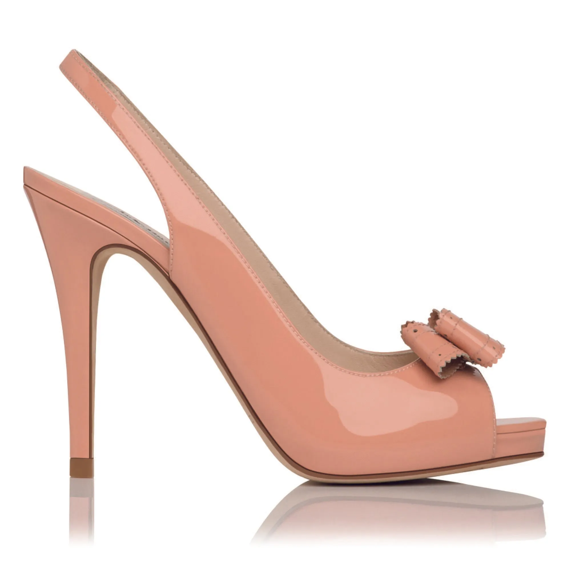 BRAND NEW LK BENNETT PACIFIC BLUSH PINK PATENT LEATHER PEEPTOE SLINGBACK HEELS SIZE 7/40