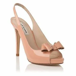 BRAND NEW LK BENNETT PACIFIC BLUSH PINK PATENT LEATHER PEEPTOE SLINGBACK HEELS SIZE 7/40