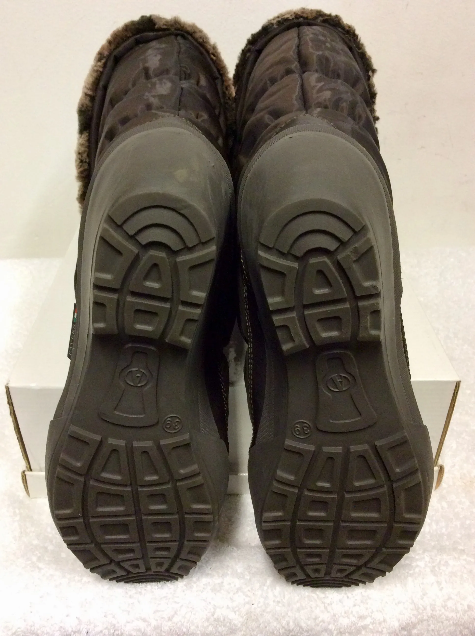 BRAND NEW PAVERS BROWN FAUX FUR LINED ZIP UP SNOW BOOTS SIZE 6/39