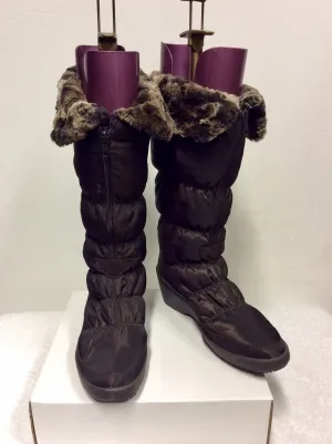BRAND NEW PAVERS BROWN FAUX FUR LINED ZIP UP SNOW BOOTS SIZE 6/39