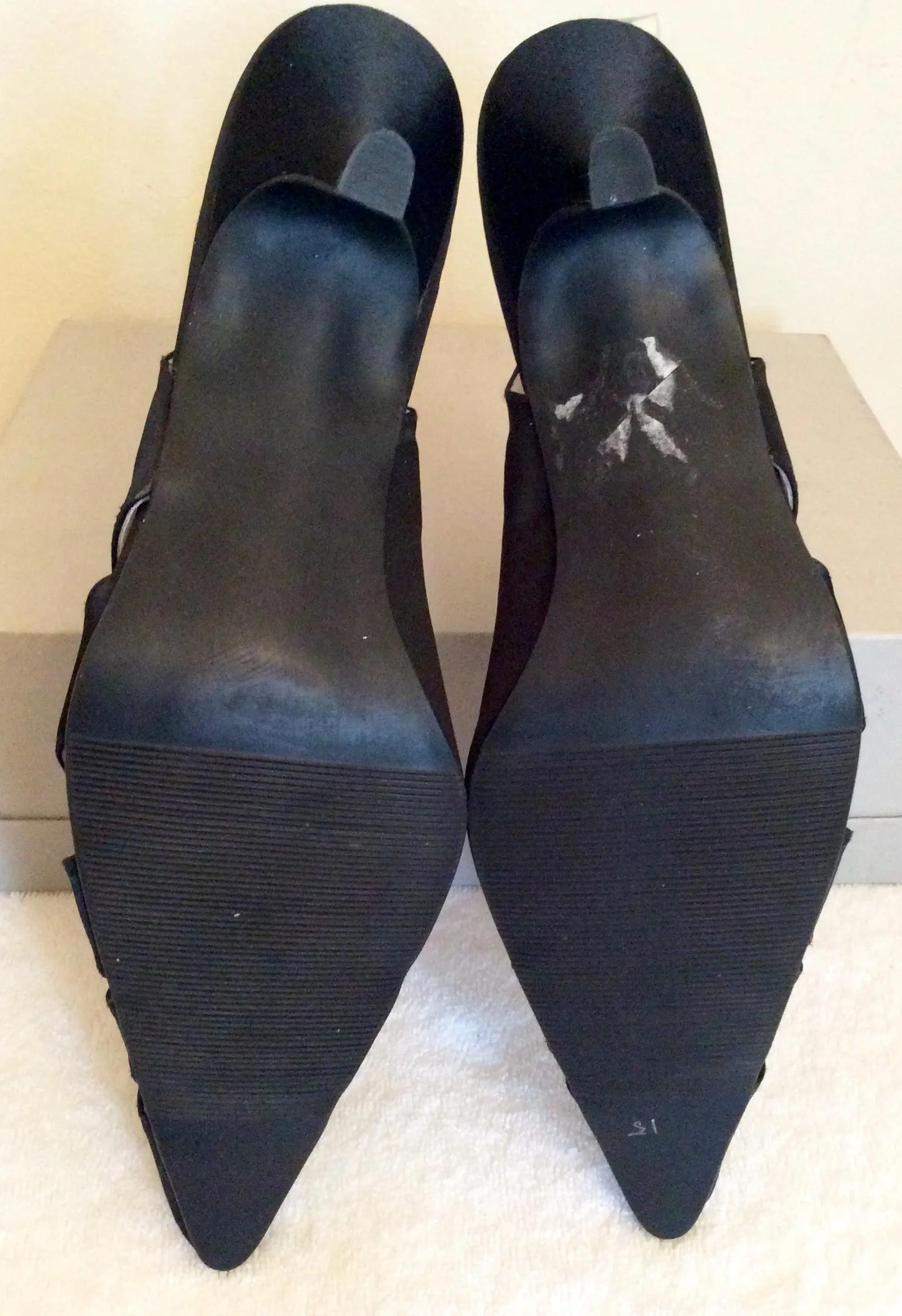 Brand New SF Black Satin Slingback Heels Size 7/40