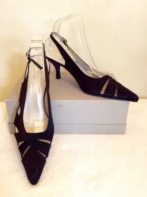 Brand New SF Black Satin Slingback Heels Size 7/40