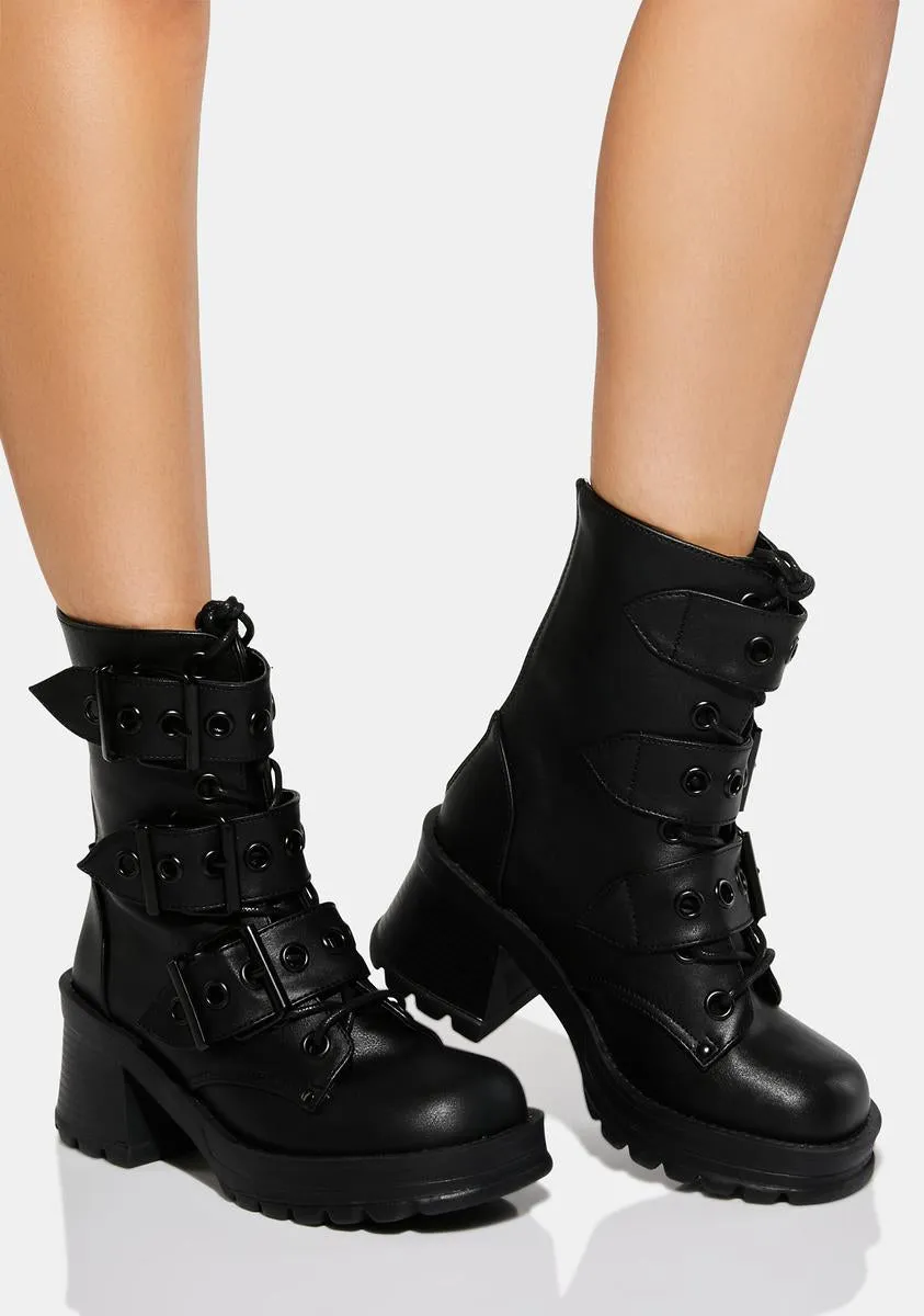 Bratty-118 Buckle Boots