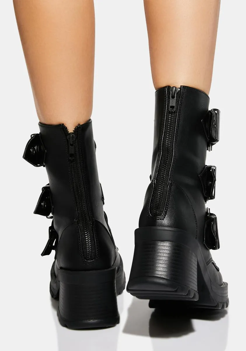 Bratty-118 Buckle Boots