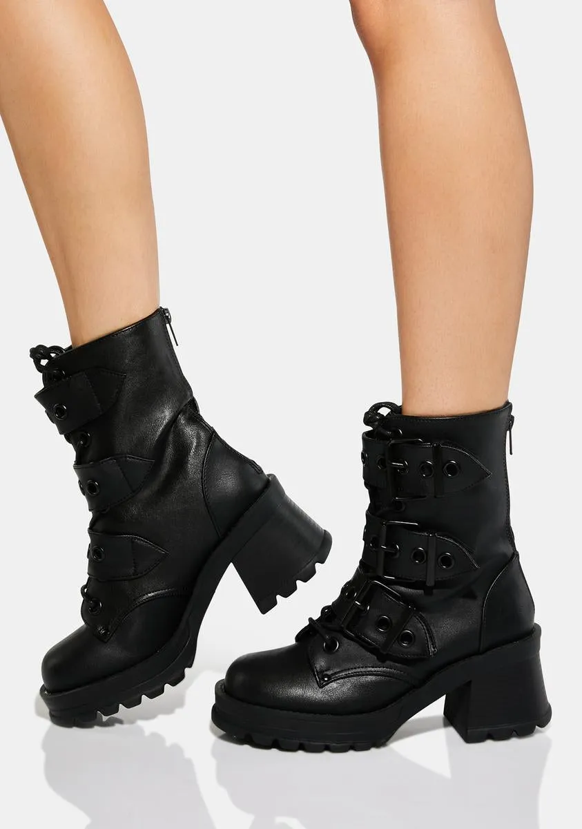 Bratty-118 Buckle Boots