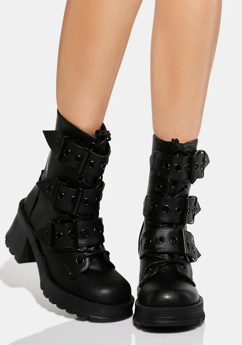 Bratty-118 Buckle Boots