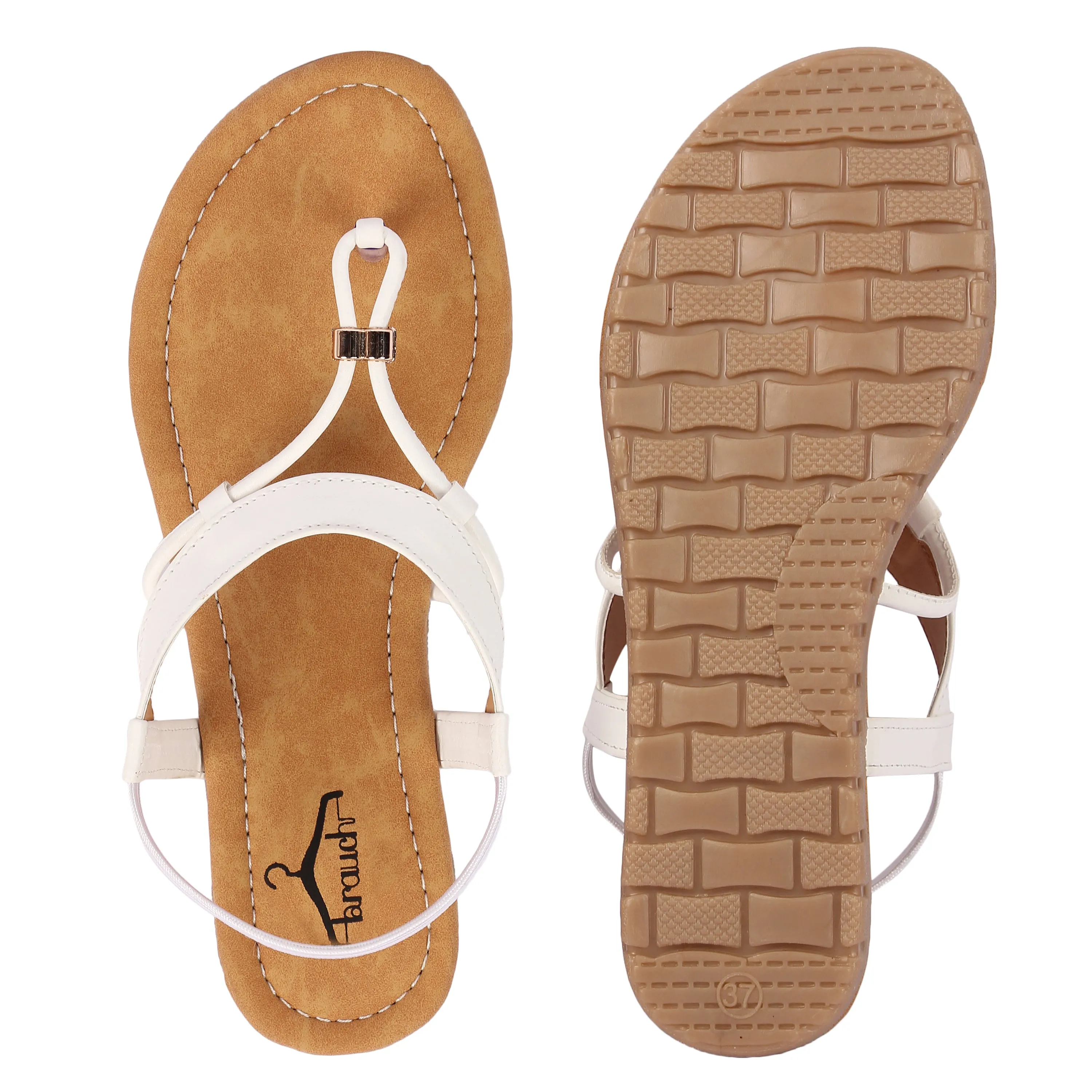 Brauch Women's White Thong Strap Sandal