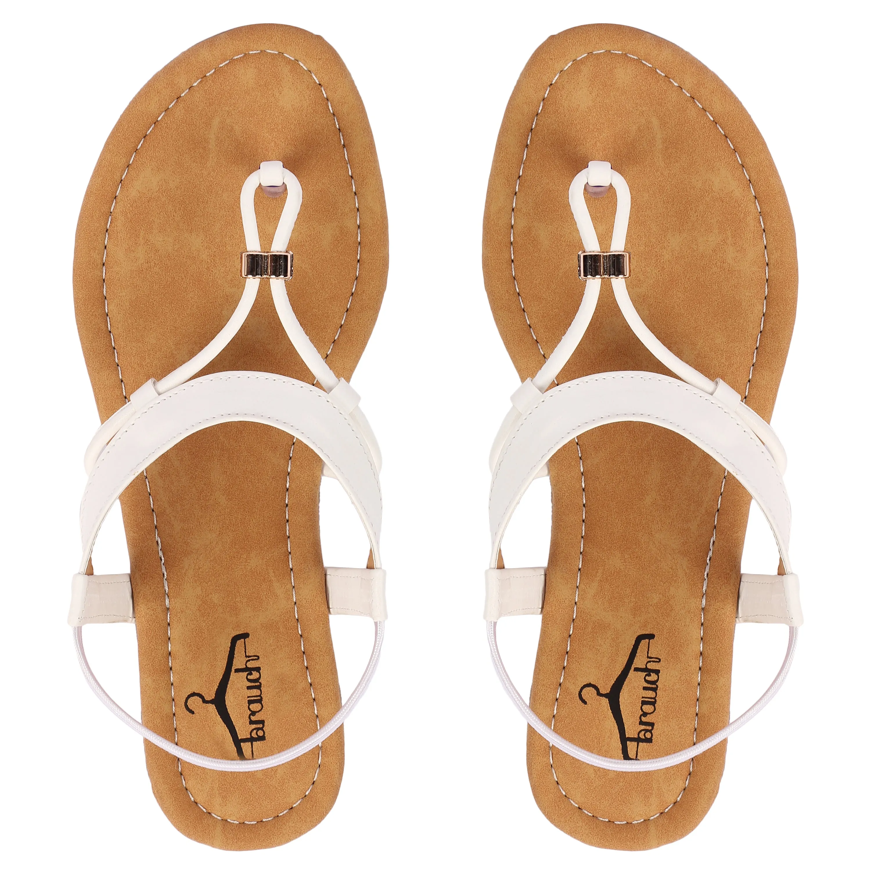 Brauch Women's White Thong Strap Sandal