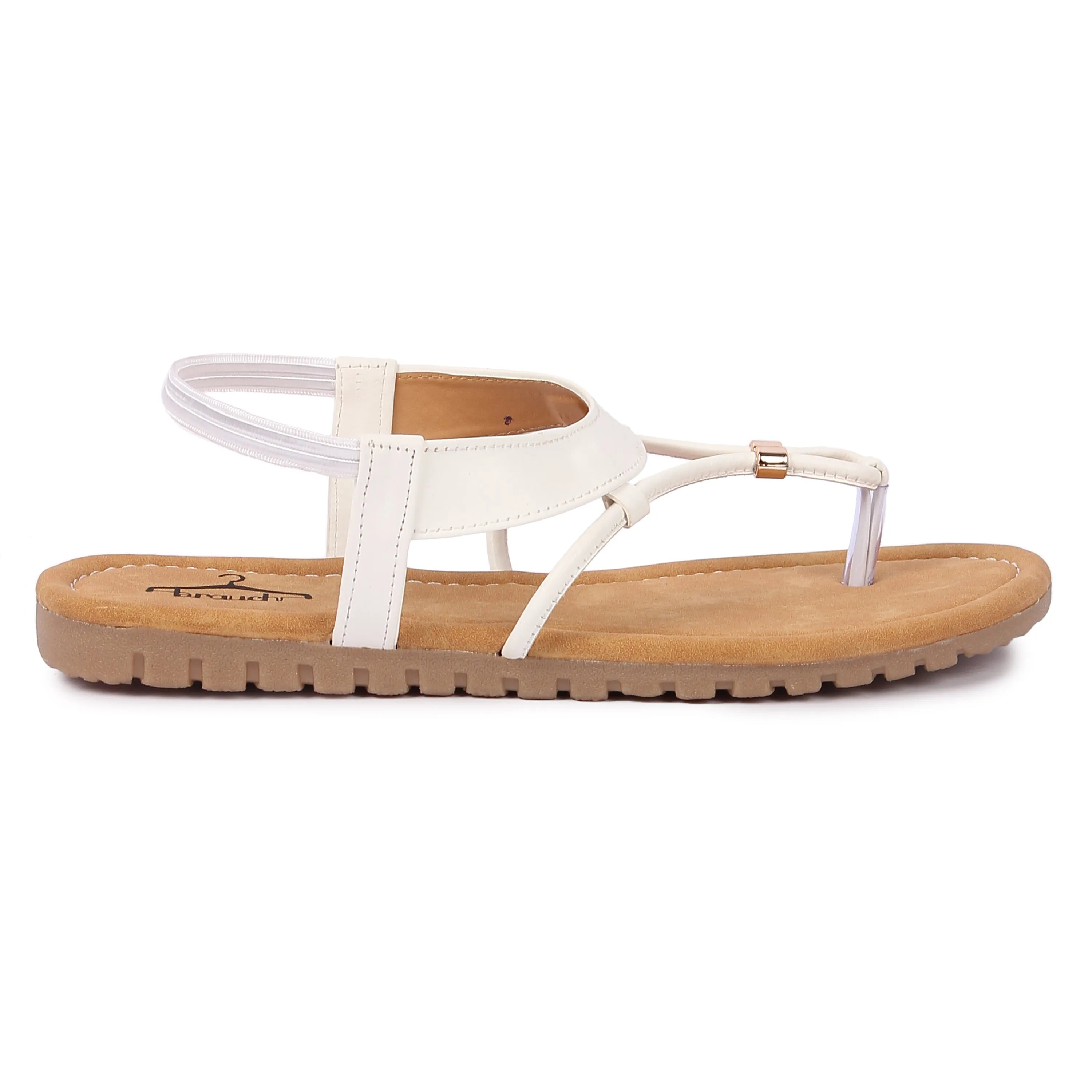 Brauch Women's White Thong Strap Sandal