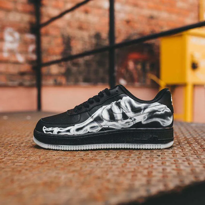 Ultra Responsive Foam AnkleSupport Nike Air Force 1 Low Black Skeleton Halloween