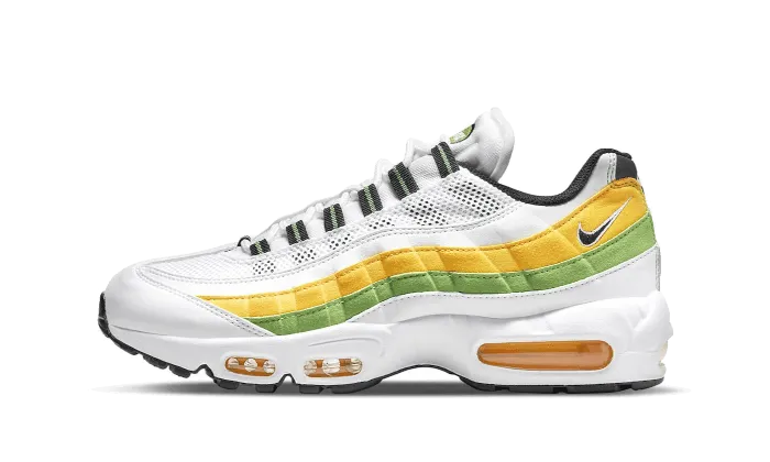 Air Max 95 Essential White Green Apple Tour Yellow Midsole Cushion Orthopedic Footbed