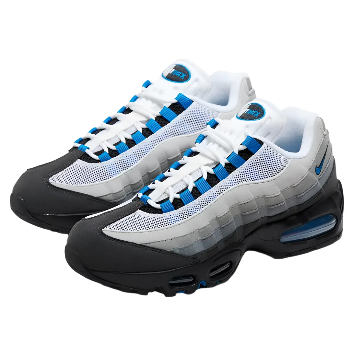 Nike Air Max 95 OG Big Bubble Blue Spark running in a mountain range shoes