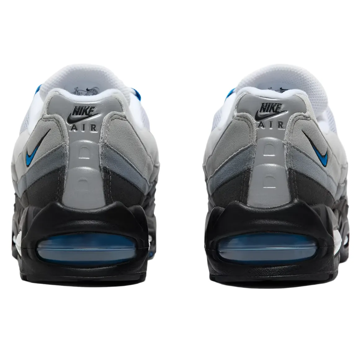 Nike Air Max 95 OG Big Bubble Blue Spark running in a seagrass meadow area shoes