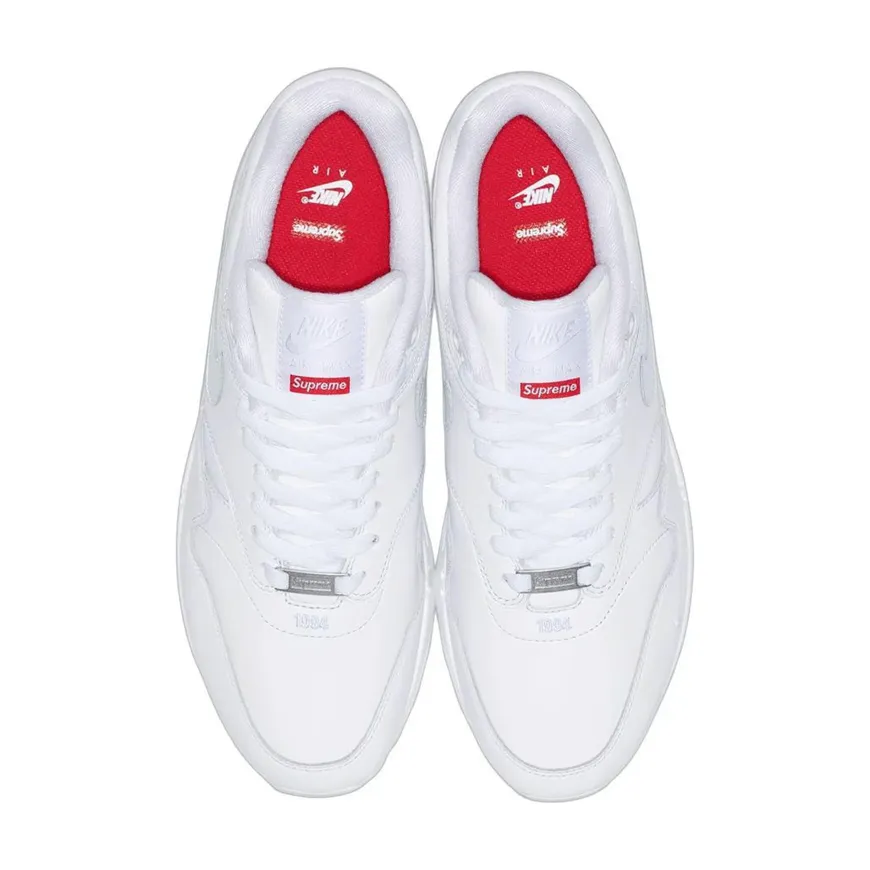 track - meet running shoes foam - cushioned shoes Nike Air Max 1 '87 SP Supreme Triple White
