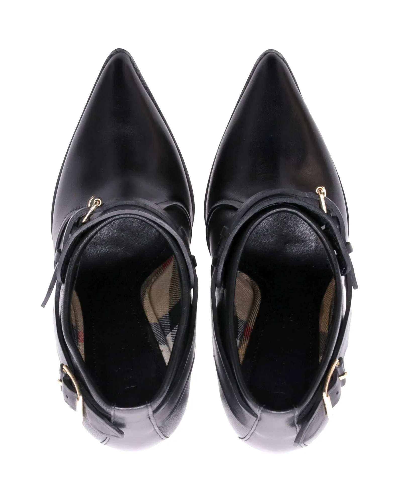 Burberry Moto Ankle Booties in Black Leather