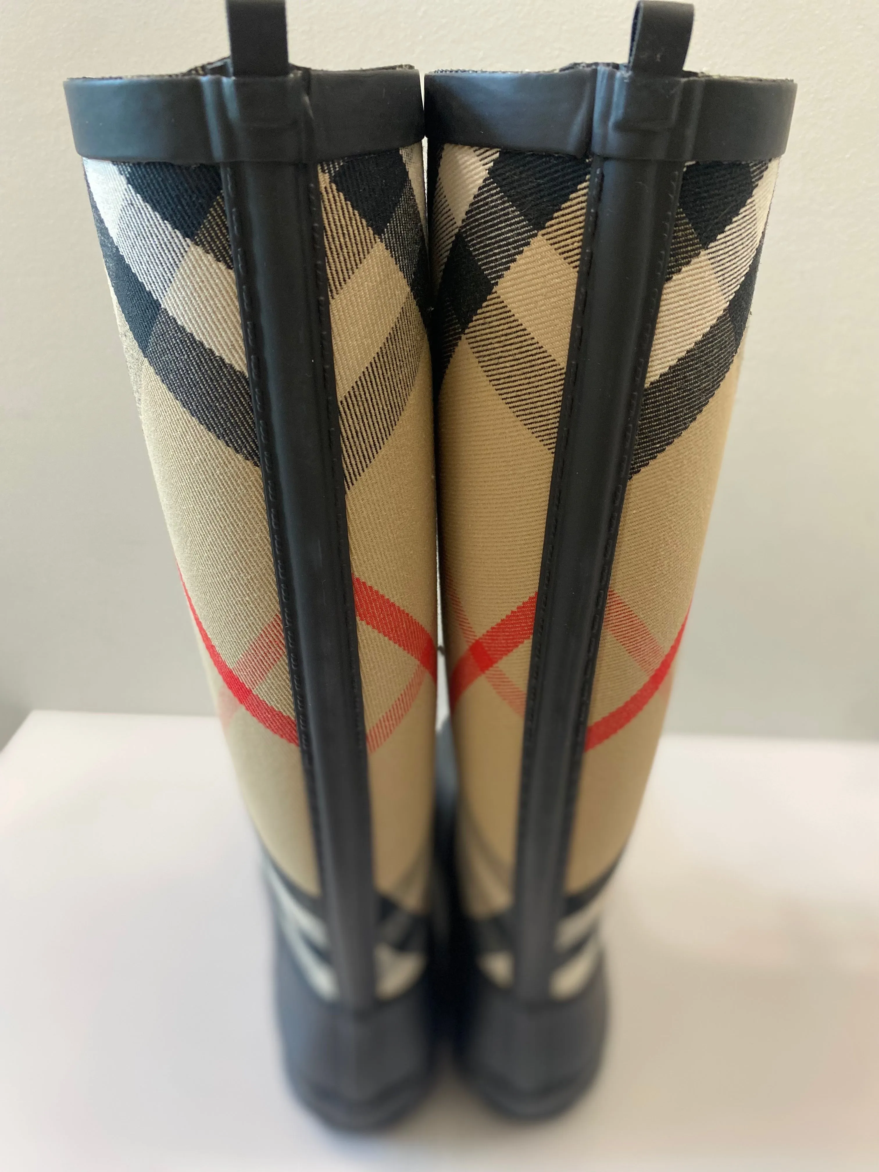 BURBERRY SIMEON HOUSE CHECK LACE UP RAIN BOOTS