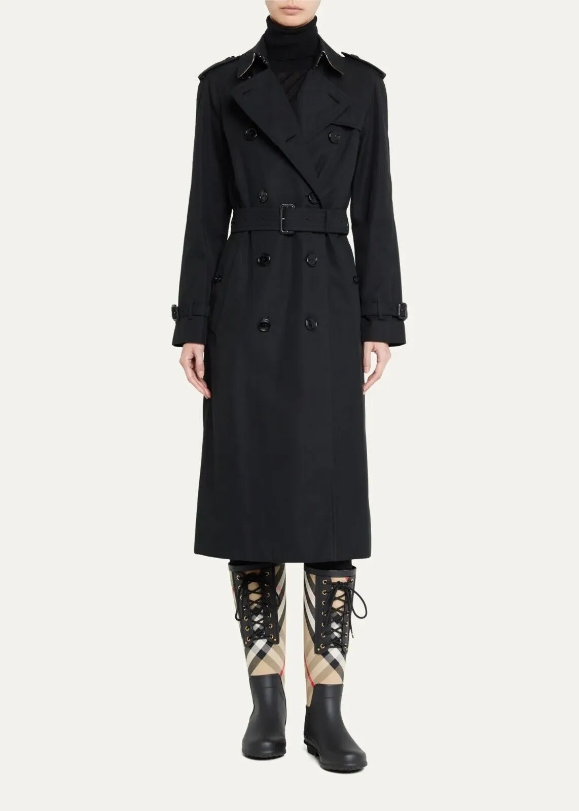 BURBERRY SIMEON HOUSE CHECK LACE UP RAIN BOOTS