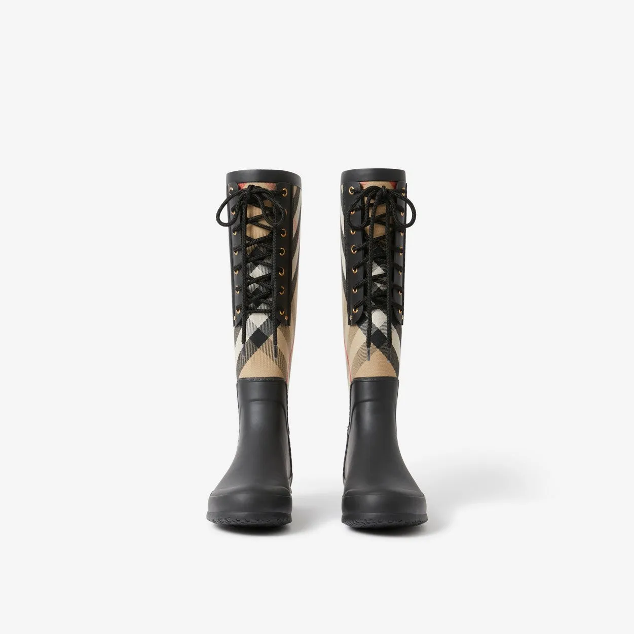 BURBERRY SIMEON HOUSE CHECK LACE UP RAIN BOOTS