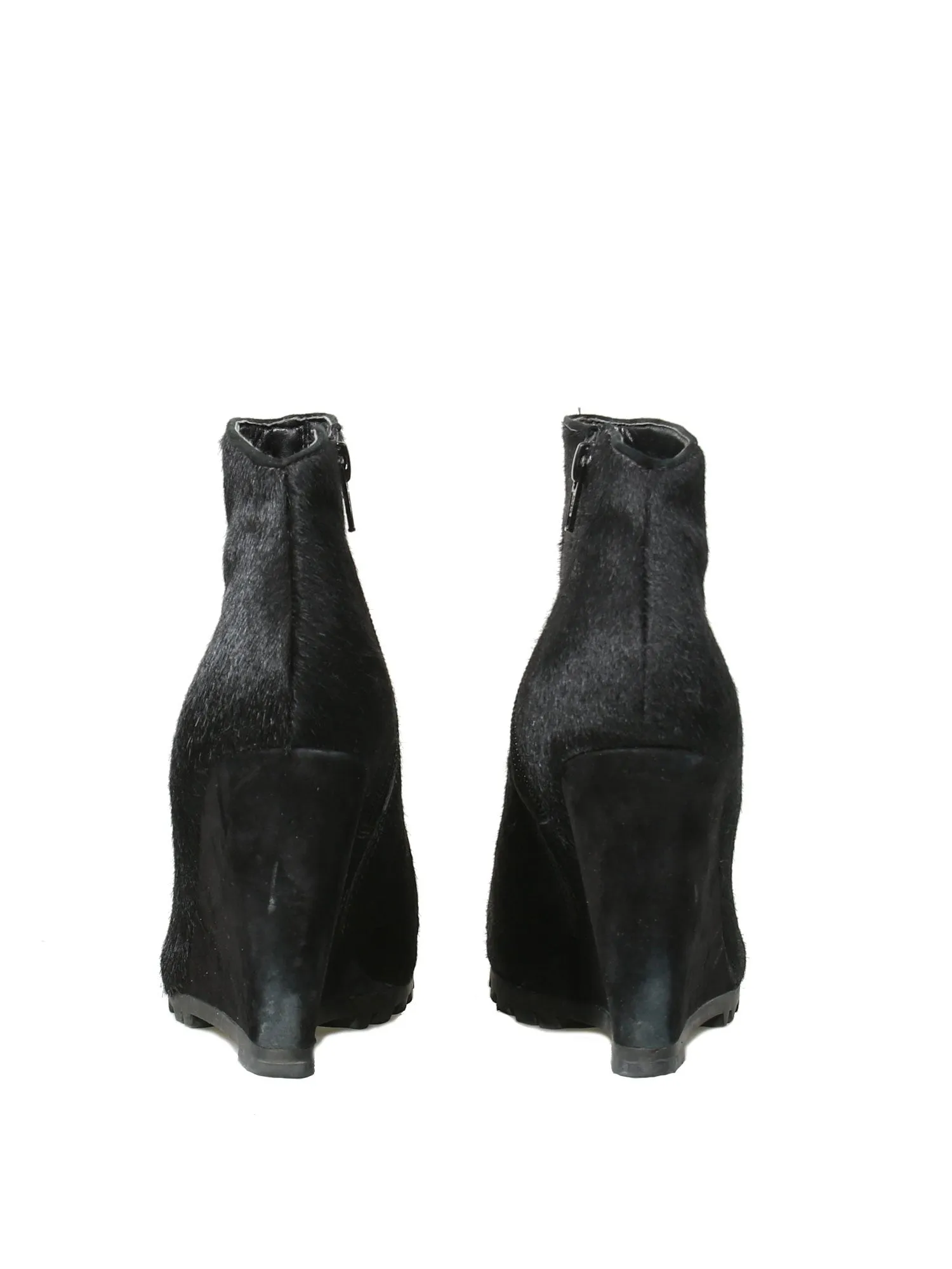 Calf Hair Wedge Booties