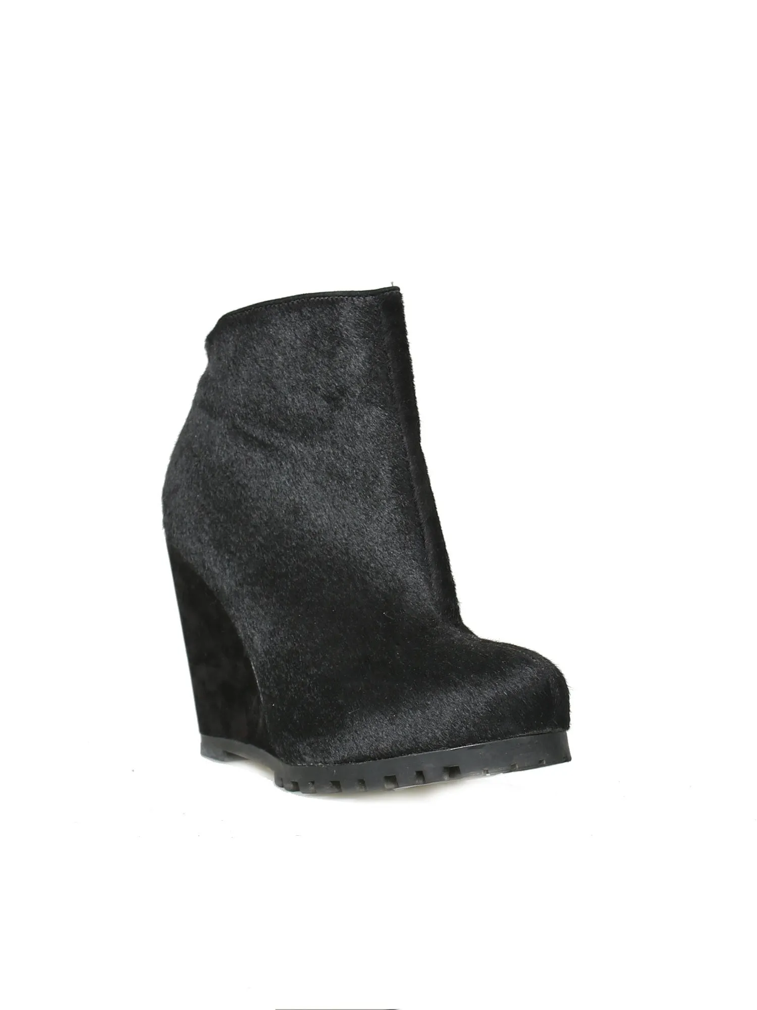 Calf Hair Wedge Booties