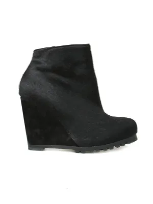 Calf Hair Wedge Booties