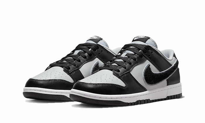 Nike Dunk Low Chenille Swoosh Grey Black Knit Fabric Construction