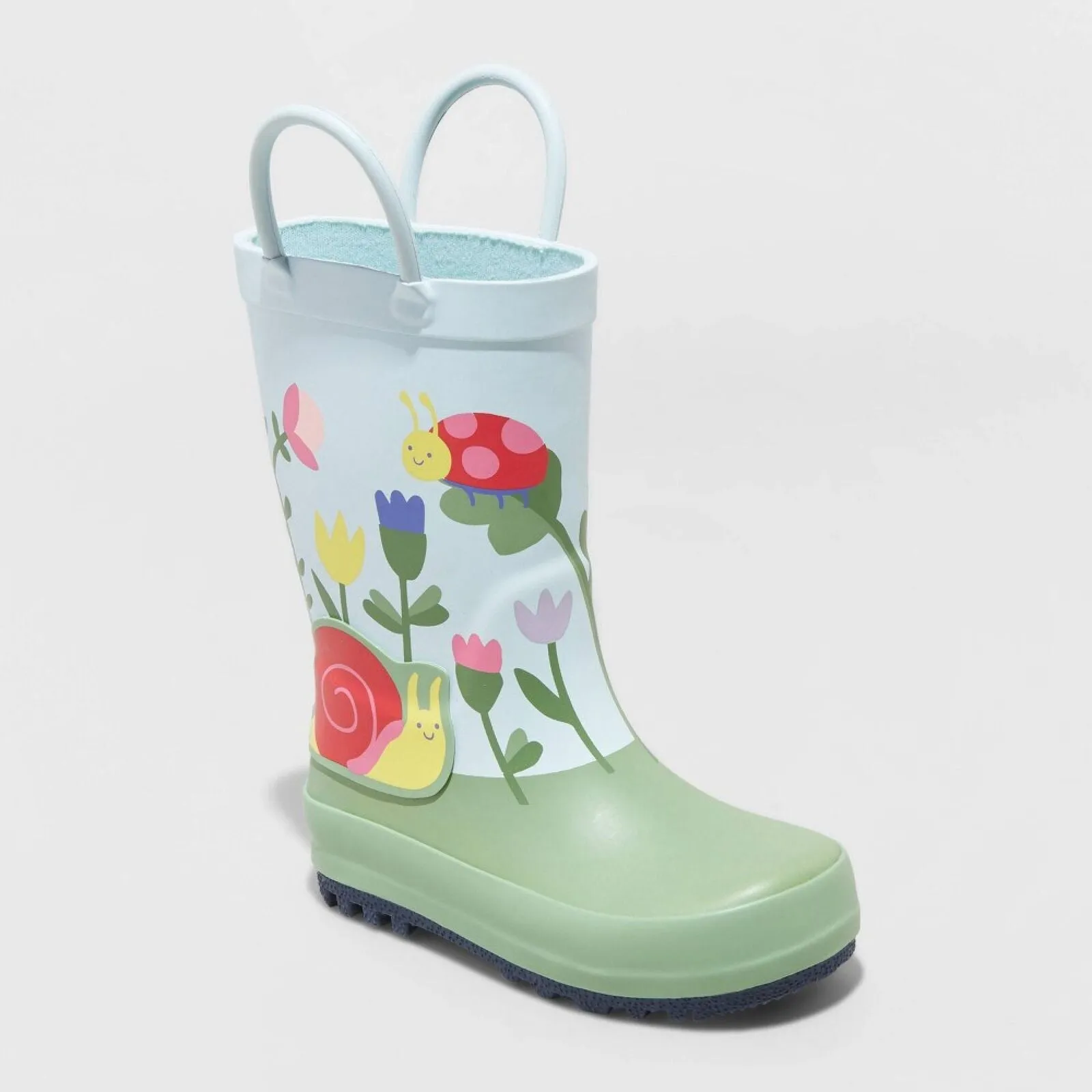 Cat & Jack Toddler Girls Saylor Floral Print Rain Boots Blue / Green 11T